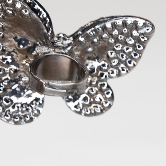 Fashion Rhinestone Butterfly Ring Size 6.25 Adjustable Band - Picture 10 of 16